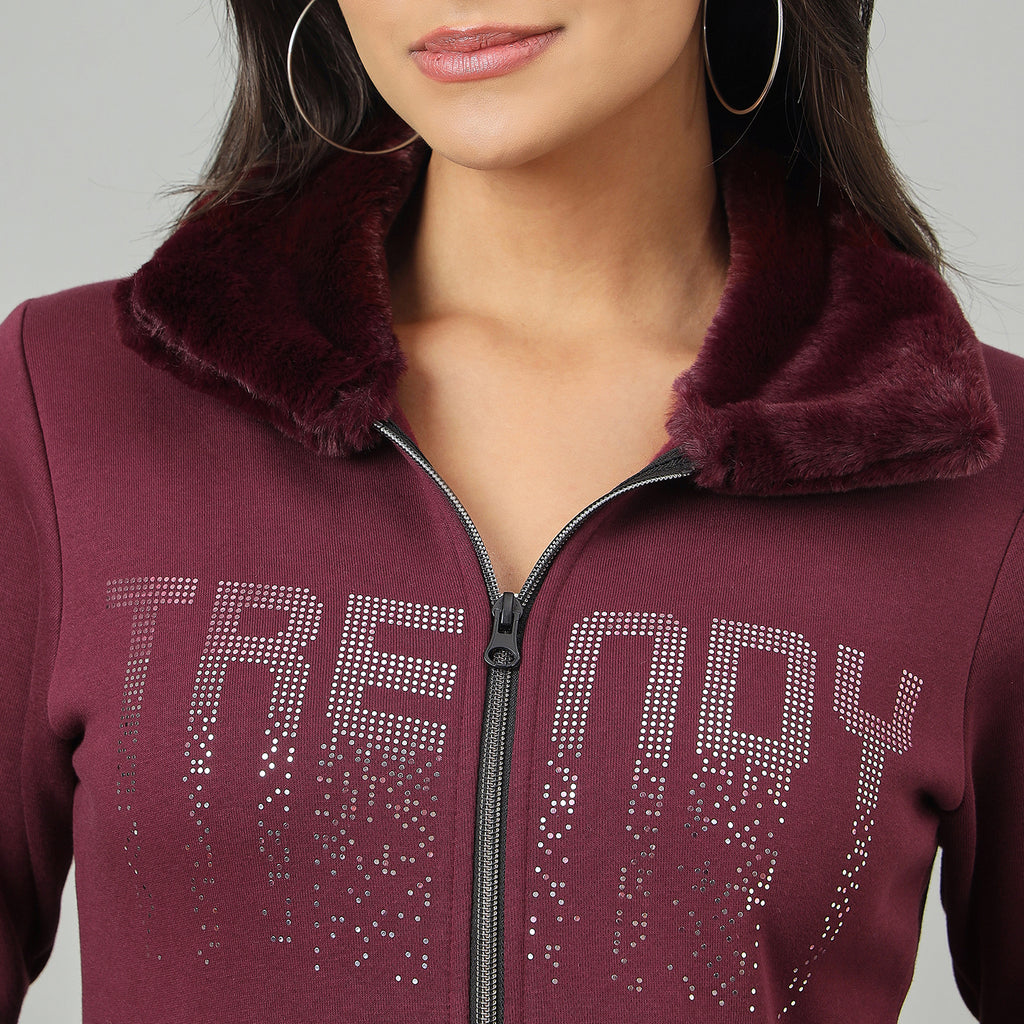 Duke Urban Women Full Zip Regular Sweatshirt (LFX967)
