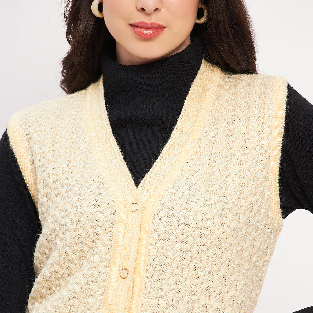 Duke Urban Women Sleeveless Self Design Cardigan (LQS9788)