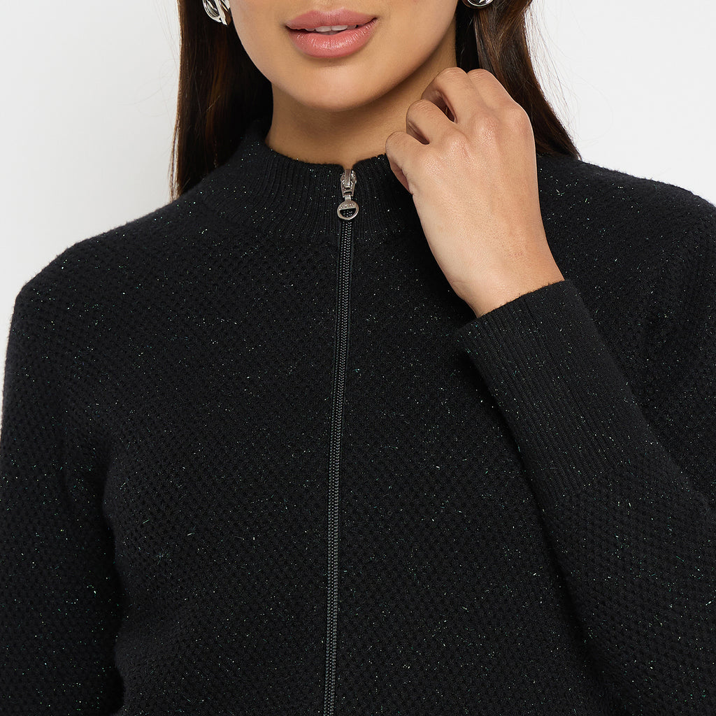 Duke Urban Women Full Sleeve Round Neck Zipper Cardigan (SDS1006R)