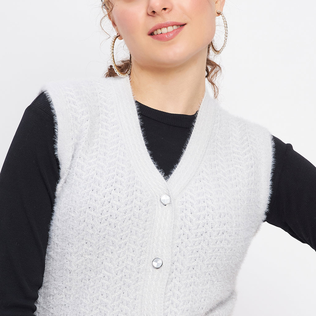Duke Urban Women Sleeveless Self Design Cardigan (LQS9786)