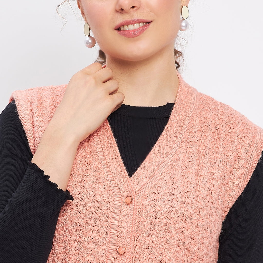 Duke Urban Women Sleeveless Self Design Cardigan (LQS9788)