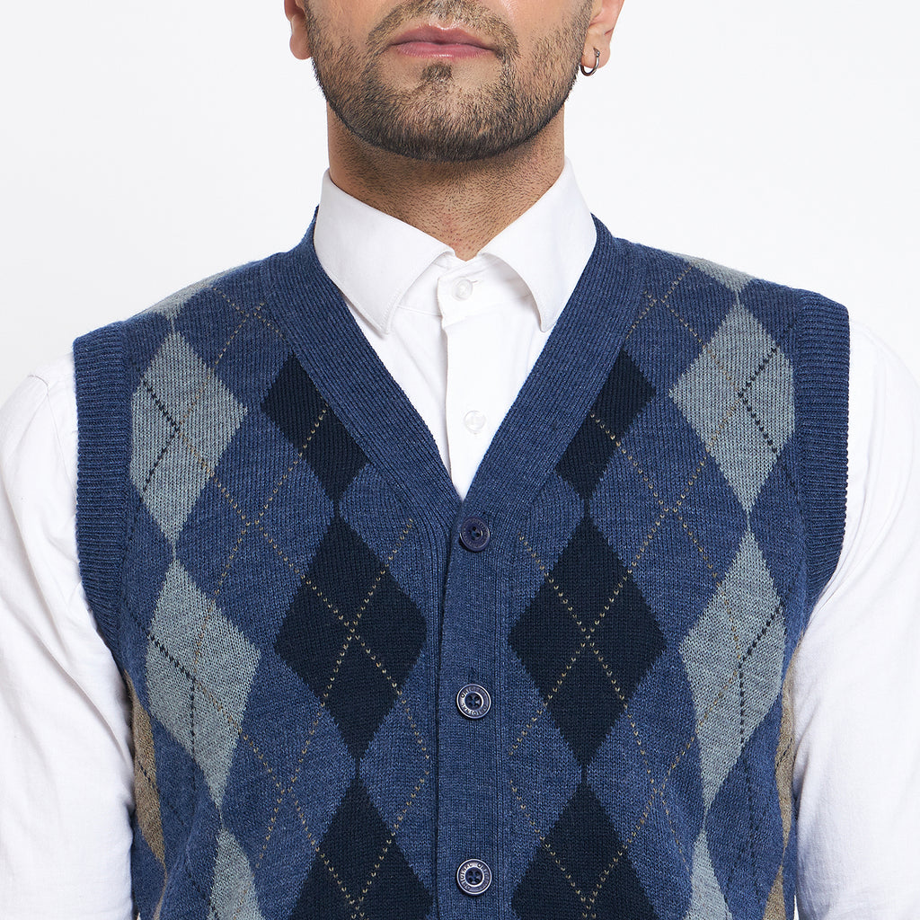 Duke Urban Men Sleeveless V Neck Cardigan (SDS2166B)