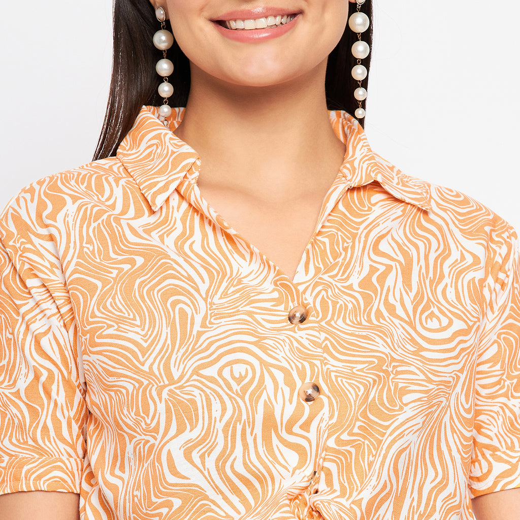 Duke Urban Women Half Sleeve Printed Crop Shirt (SDX3281)