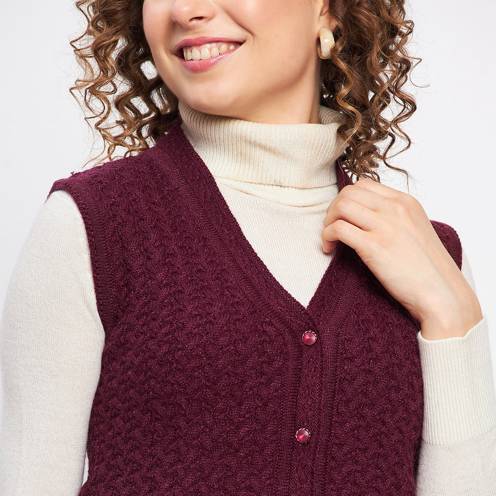 Duke Urban Women Sleeveless Self Design Cardigan (LQS9788)