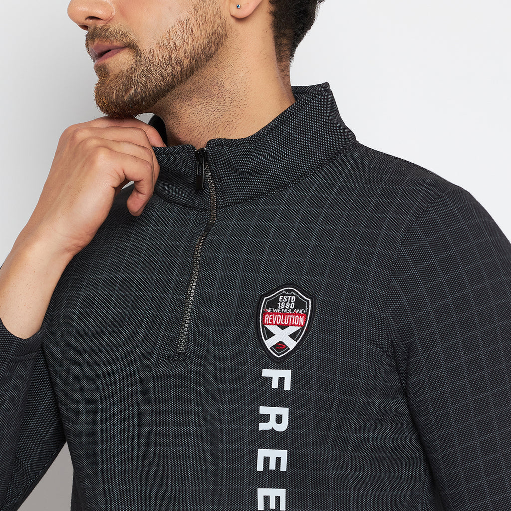 Duke Urban Men Half Zip Full Sleeve Cotton T-shirt (LF3930)
