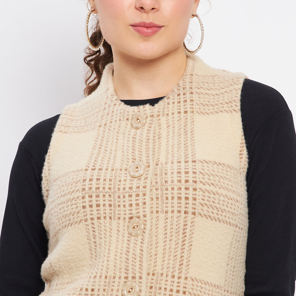 Duke Urban Women Sleeveless Self Design Cardigan (LQS9783)