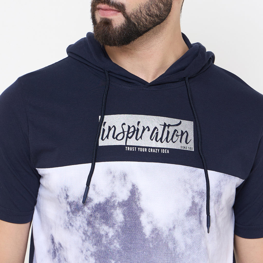 Duke Urban Men Half Sleeve Cotton Hooded Smart Fit T-Shirt (LF7228)