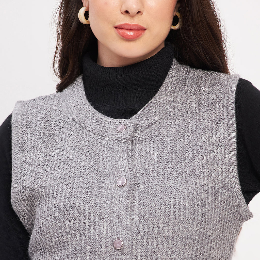 Duke Urban Women Sleeveless Self Design Cardigan (LQS9789)