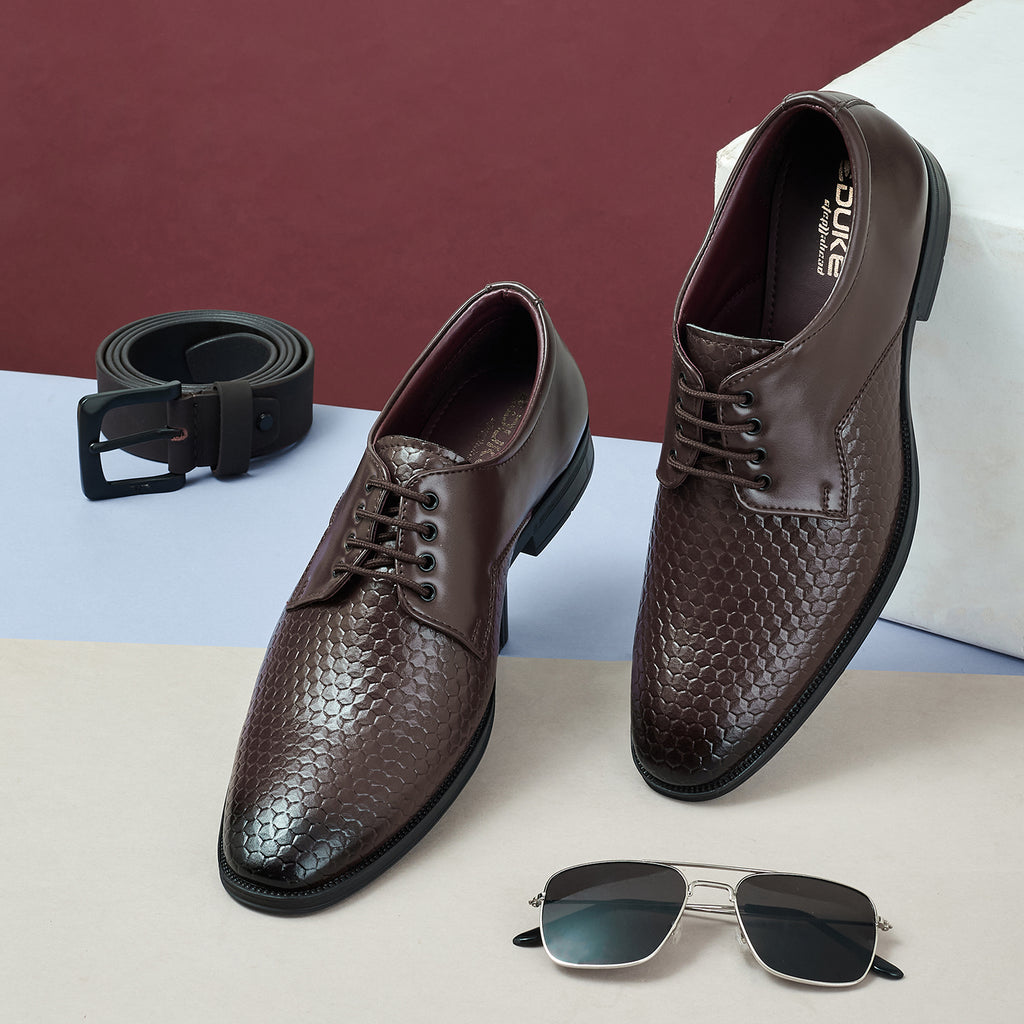 Duke Men Textured Formal Derbys (FWOL5036)