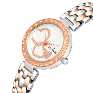 Duke Women Analog Studded Dial Metal Bracelet Strap Wrist Watch (DK7004RW02C)