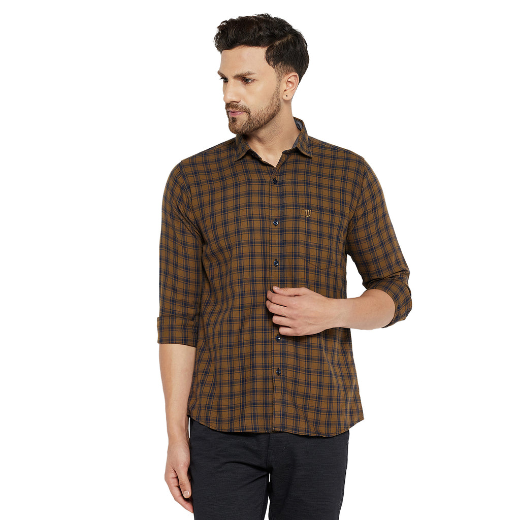 Duke Urban Men Slim Fit Solid Spread Collar Casual Shirt (SDO8CKLD)