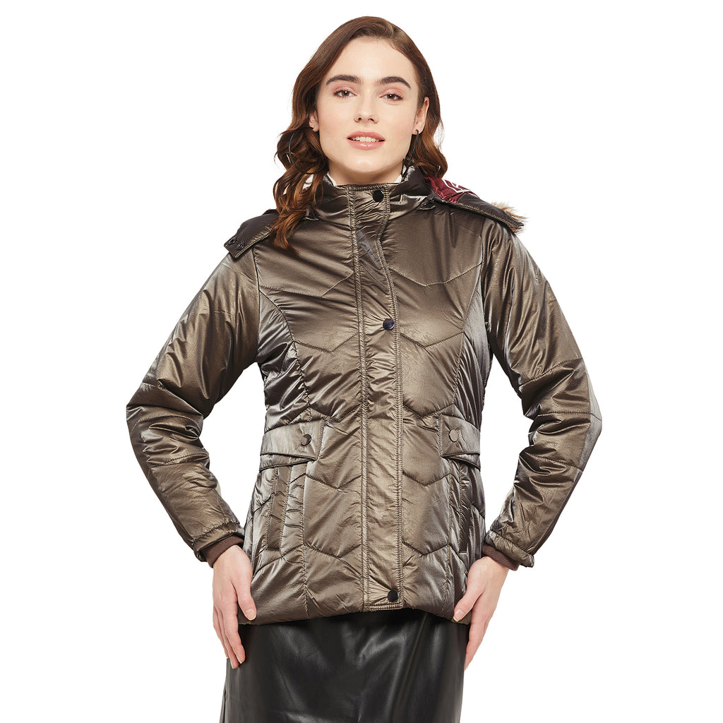 Duke Urban Women Full Sleeve Embossed Quilted Jacket (SDZ6698)