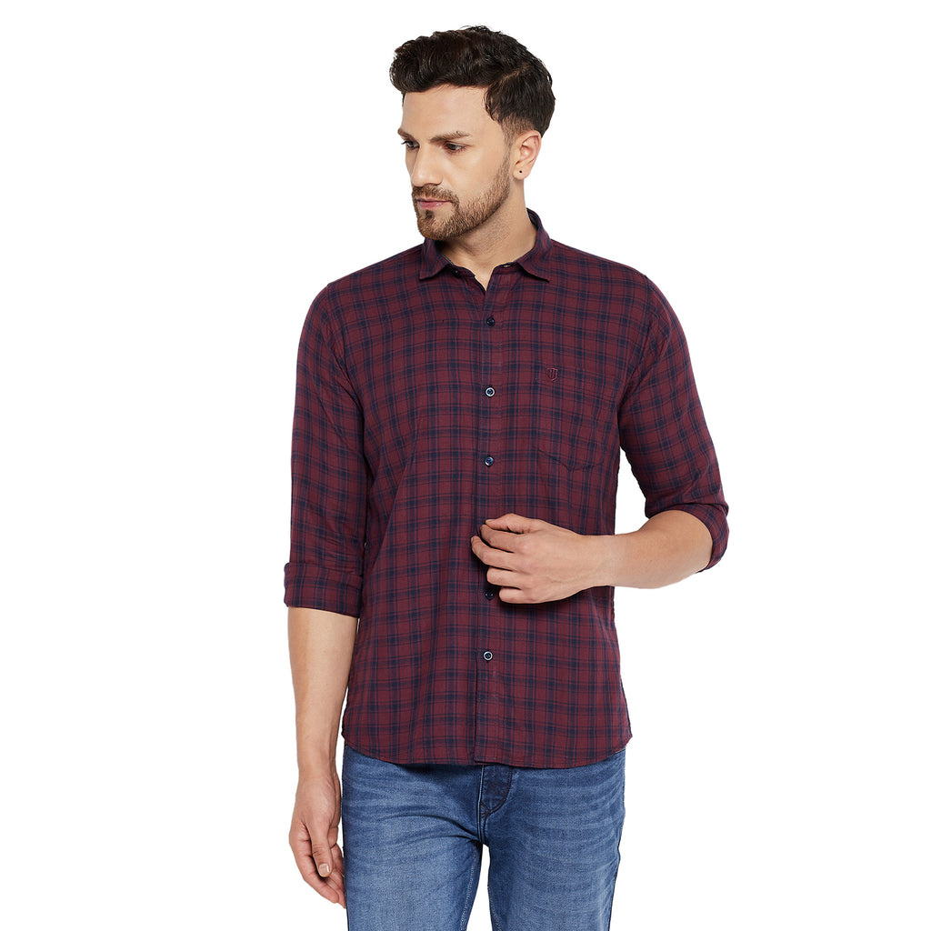 Duke Urban Men Slim Fit Solid Spread Collar Casual Shirt (SDO8CKLD)
