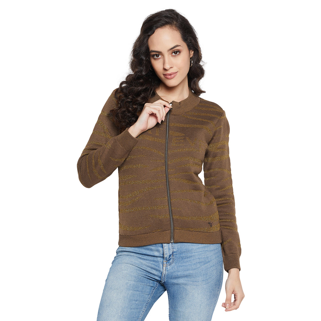 Duke Urban Women Full sleeve Round Neck Zipper Cardigan (SDS1004)