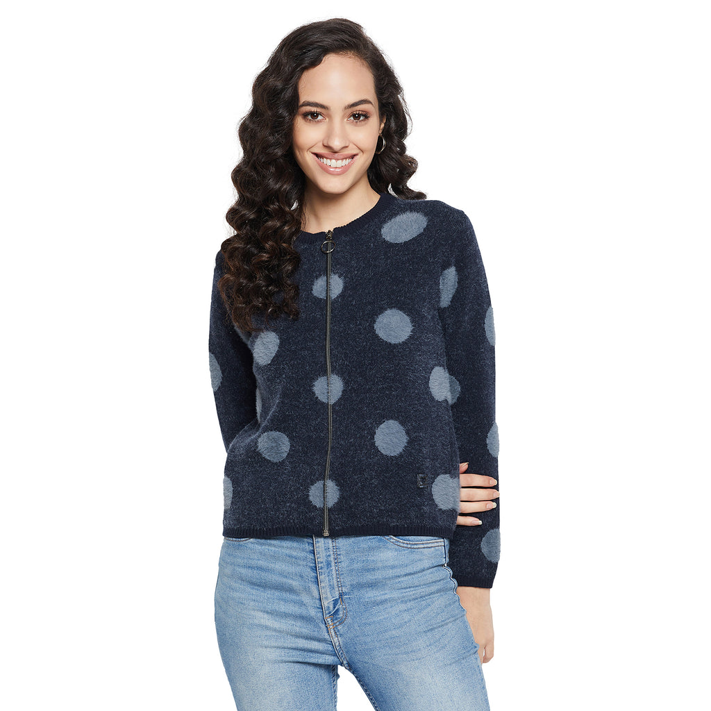 Duke Urban Women Full sleeve Round Neck Zipper Cardigan (SDS1005)