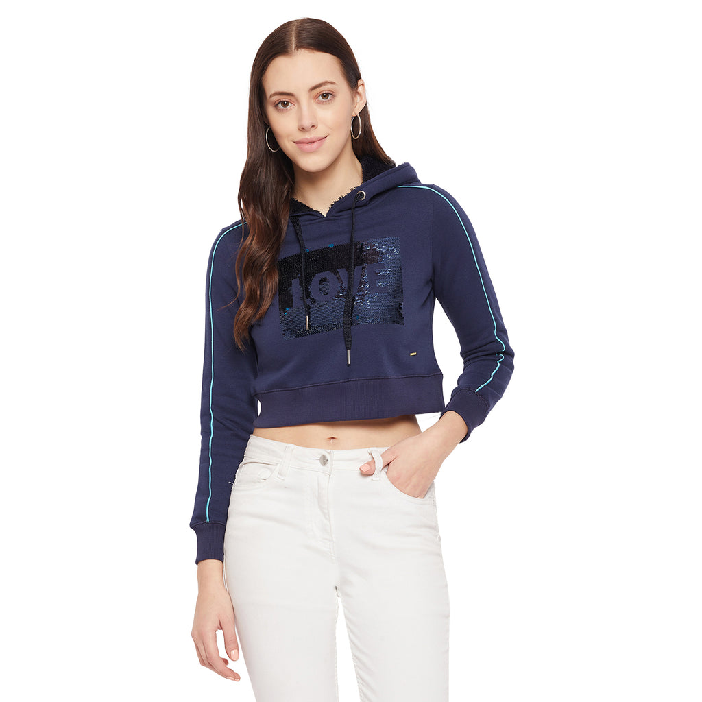 Duke Urban Women Hooded Crop Sweatshirt (LFX762)