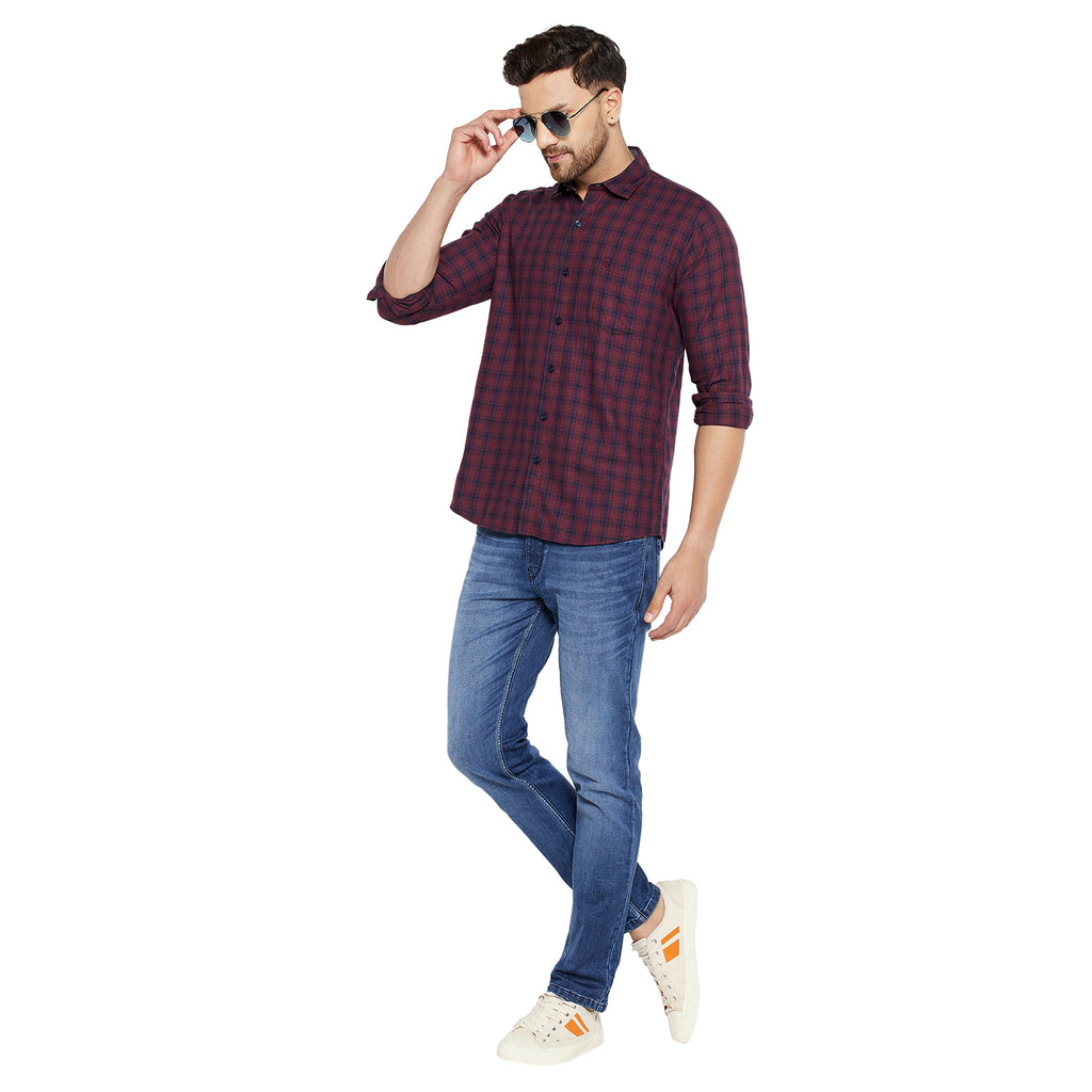 Duke Urban Men Slim Fit Solid Spread Collar Casual Shirt (SDO8CKLD)