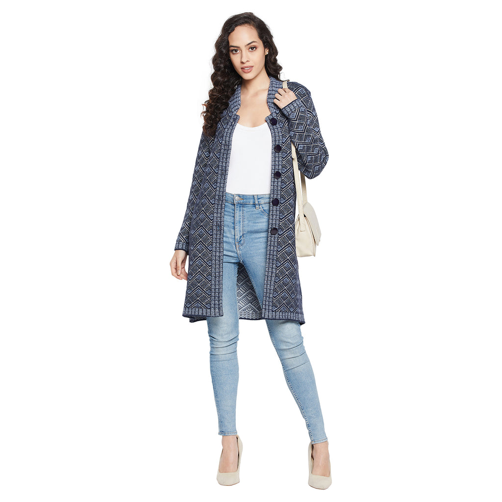 Duke Urban Women Full sleeve Collared Neck Cardigan (SDS1090)