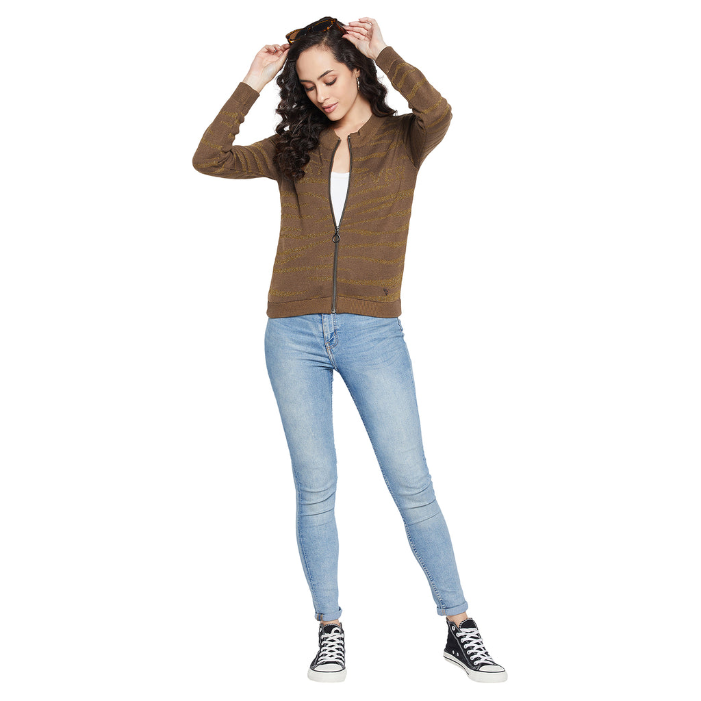 Duke Urban Women Full sleeve Round Neck Zipper Cardigan (SDS1004)