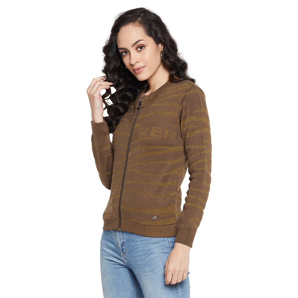 Duke Urban Women Full sleeve Round Neck Zipper Cardigan (SDS1004)