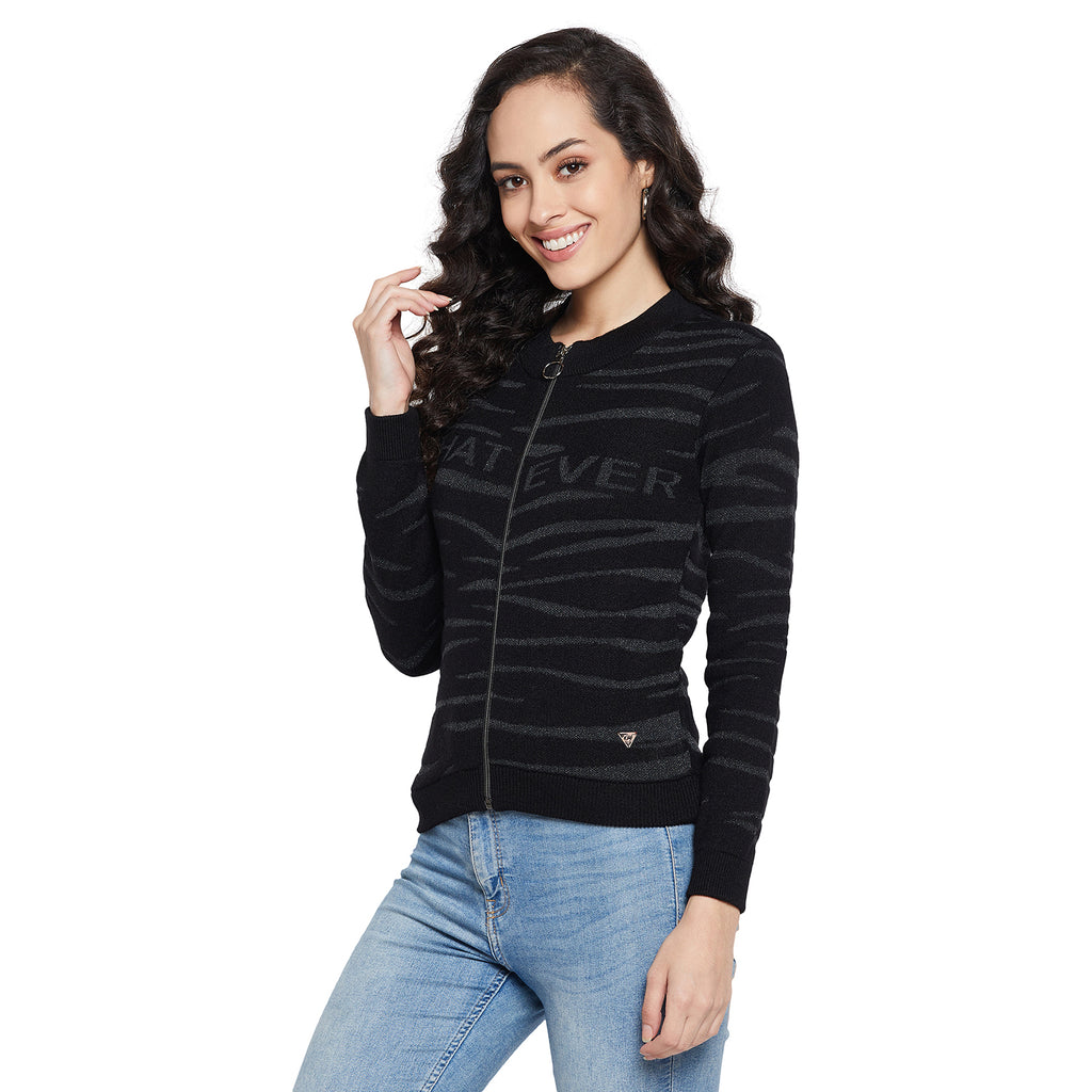 Duke Urban Women Full sleeve Round Neck Zipper Cardigan (SDS1004)