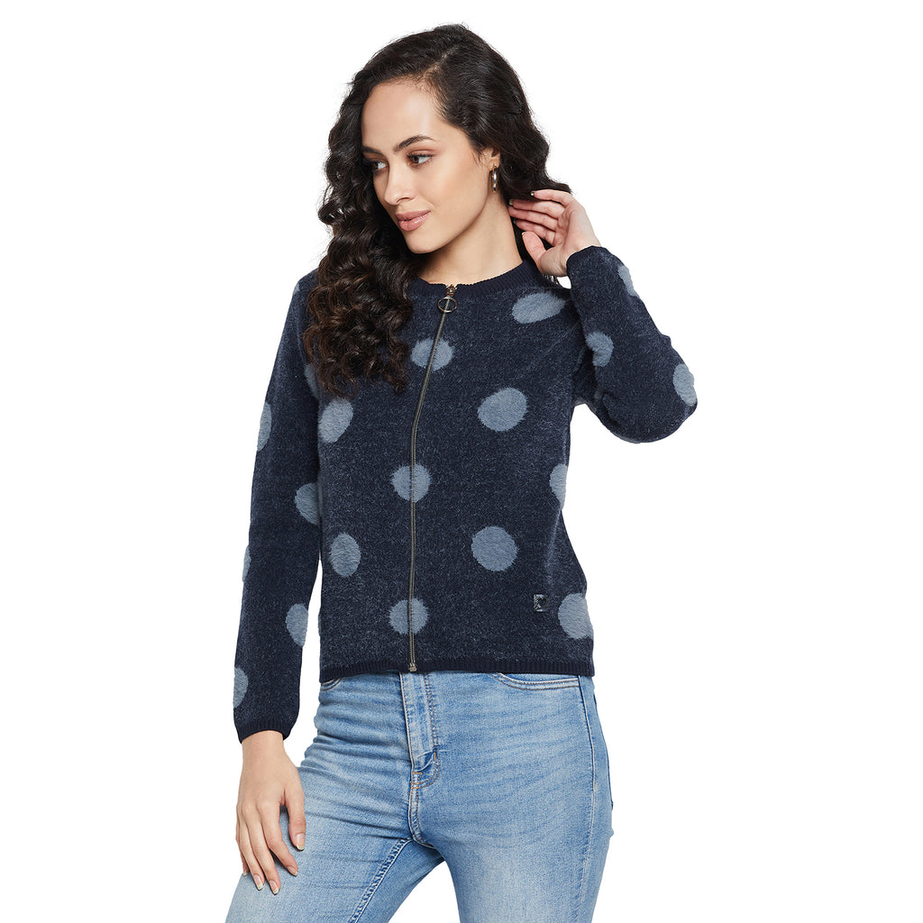Duke Urban Women Full sleeve Round Neck Zipper Cardigan (SDS1005)