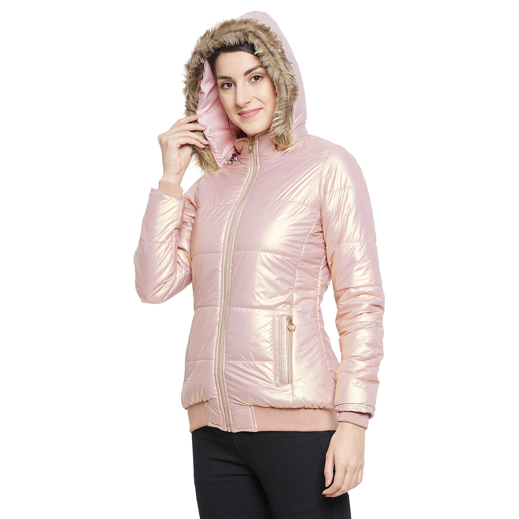 Duke Urban Women Full Sleeve Mettalic Quilted Jacket (SDZ6748)