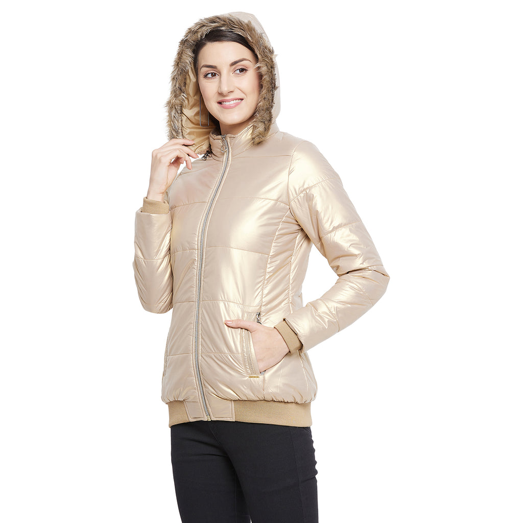 Duke Urban Women Full Sleeve Mettalic Quilted Jacket (SDZ6748)
