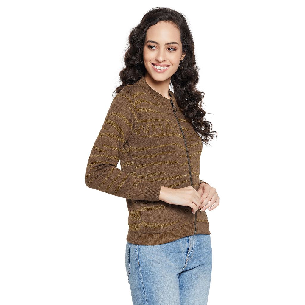 Duke Urban Women Full sleeve Round Neck Zipper Cardigan (SDS1004)