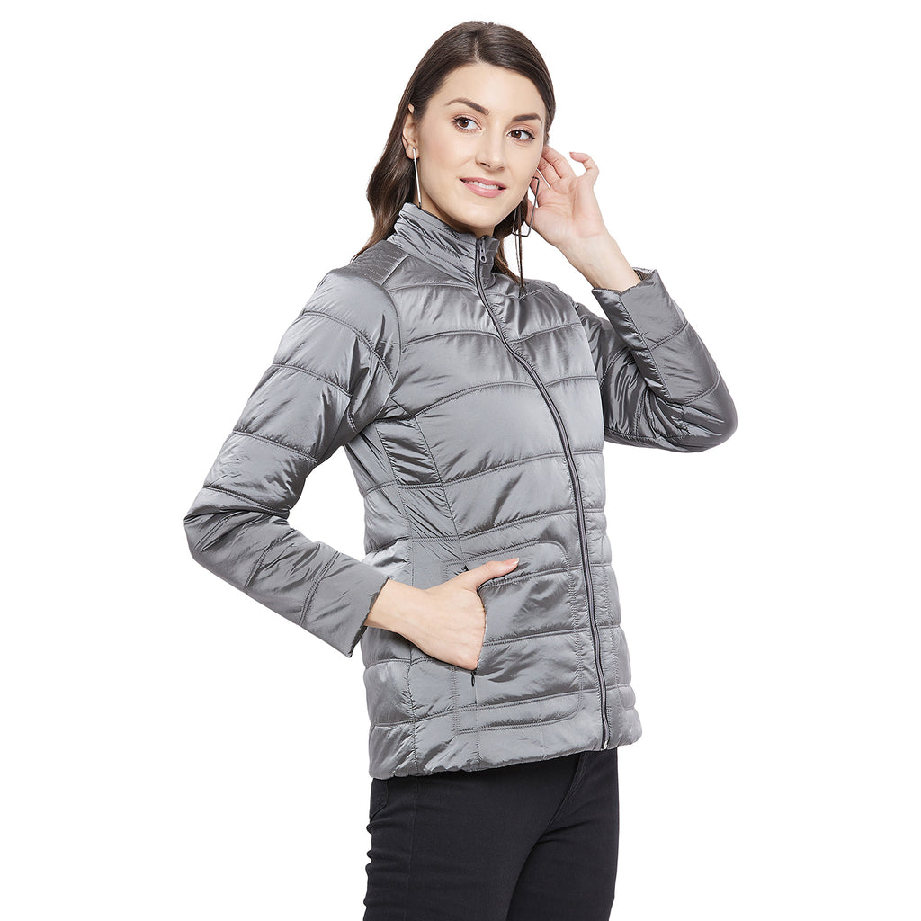 Duke Urban Women Full Sleeve Mettalic Quilted Jacket (SDZ6703)