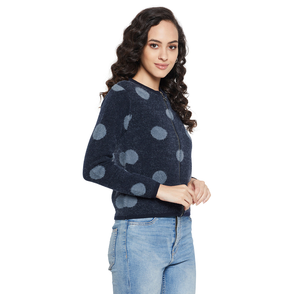 Duke Urban Women Full sleeve Round Neck Zipper Cardigan (SDS1005)