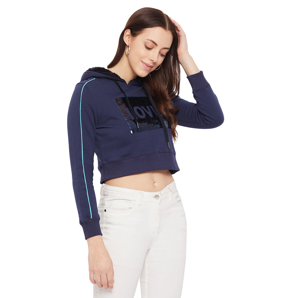 Duke Urban Women Hooded Crop Sweatshirt (LFX762)