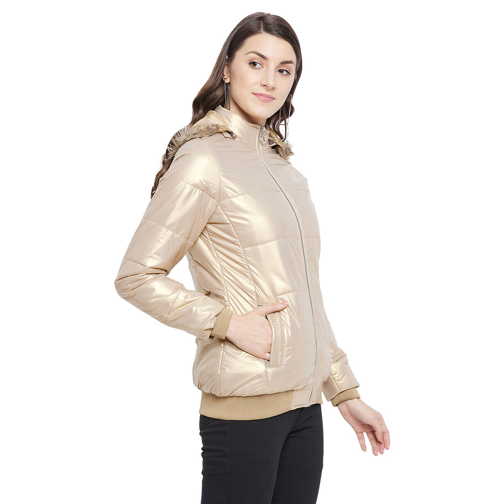 Duke Urban Women Full Sleeve Mettalic Quilted Jacket (SDZ6748)