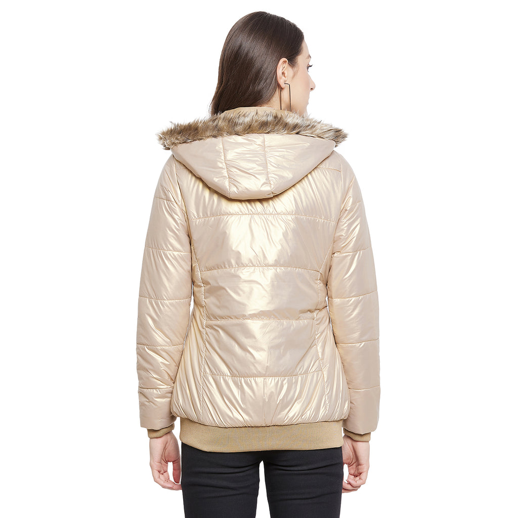 Duke Urban Women Full Sleeve Mettalic Quilted Jacket (SDZ6748)