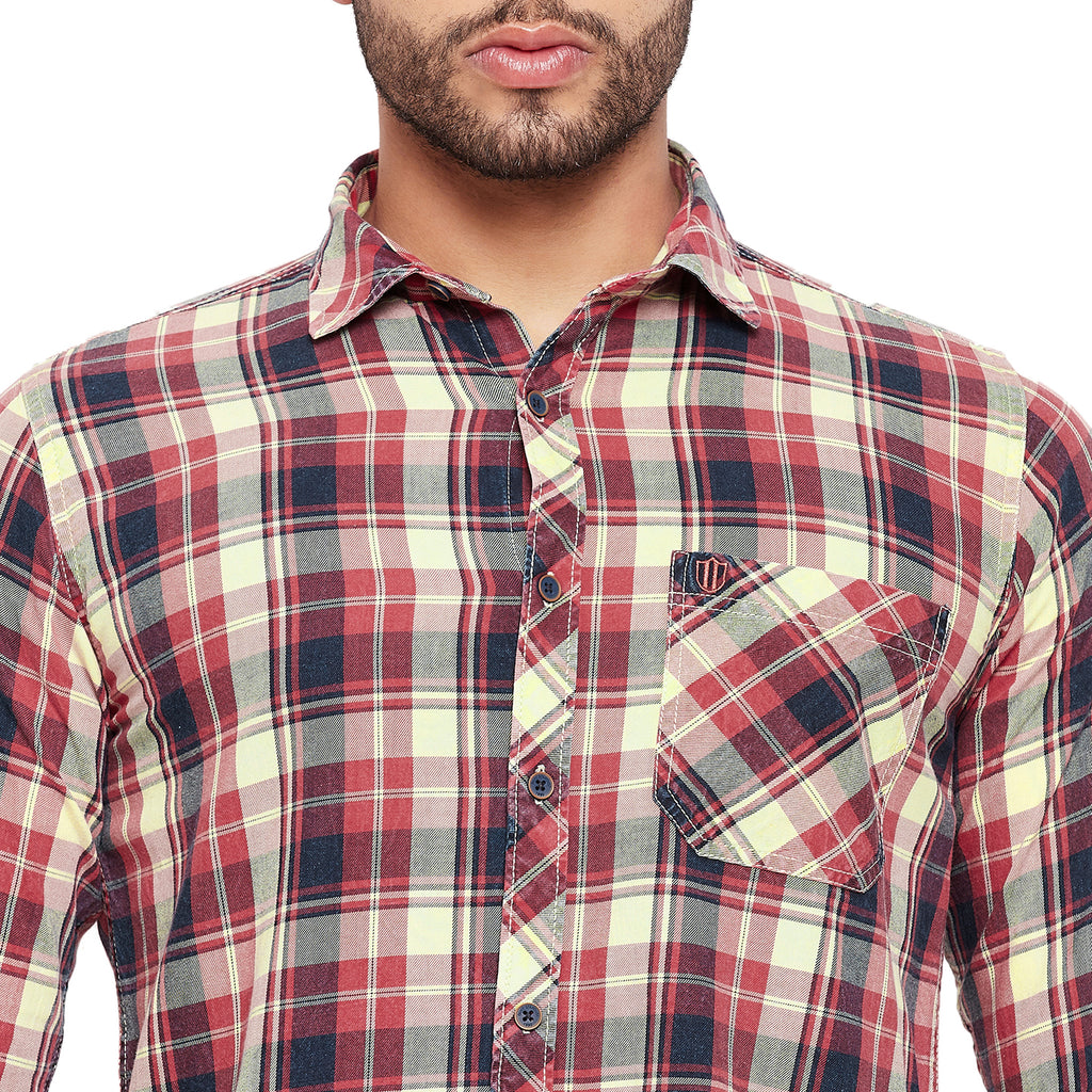 Duke Urban Men Slim Fit Checkered Spread Collar Casual Shirt (SDO9CKIG)