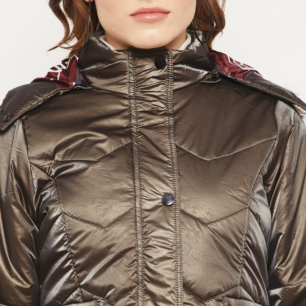 Duke Urban Women Full Sleeve Embossed Quilted Jacket (SDZ6698)