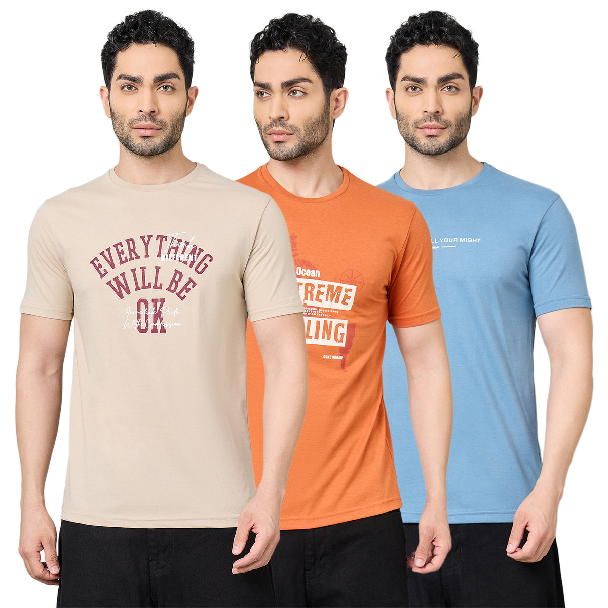 Duke Urban Men Half Sleeve Cotton Tshirt- Pack of 3  (SDVP41)