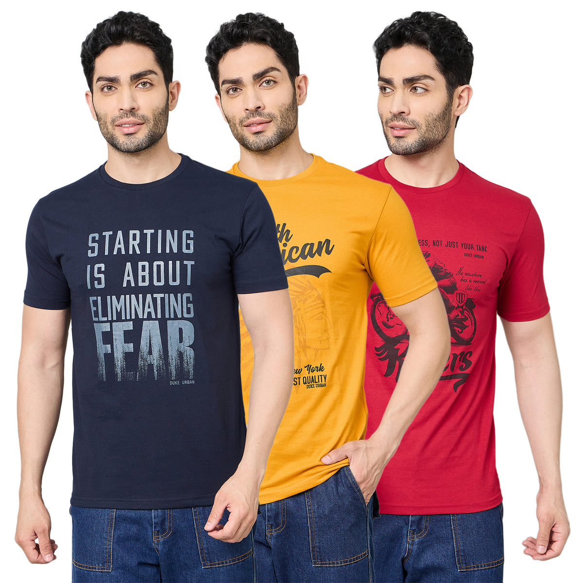 Duke Urban Men Half Sleeve Cotton Tshirt- Pack of 3  (SDVP41)