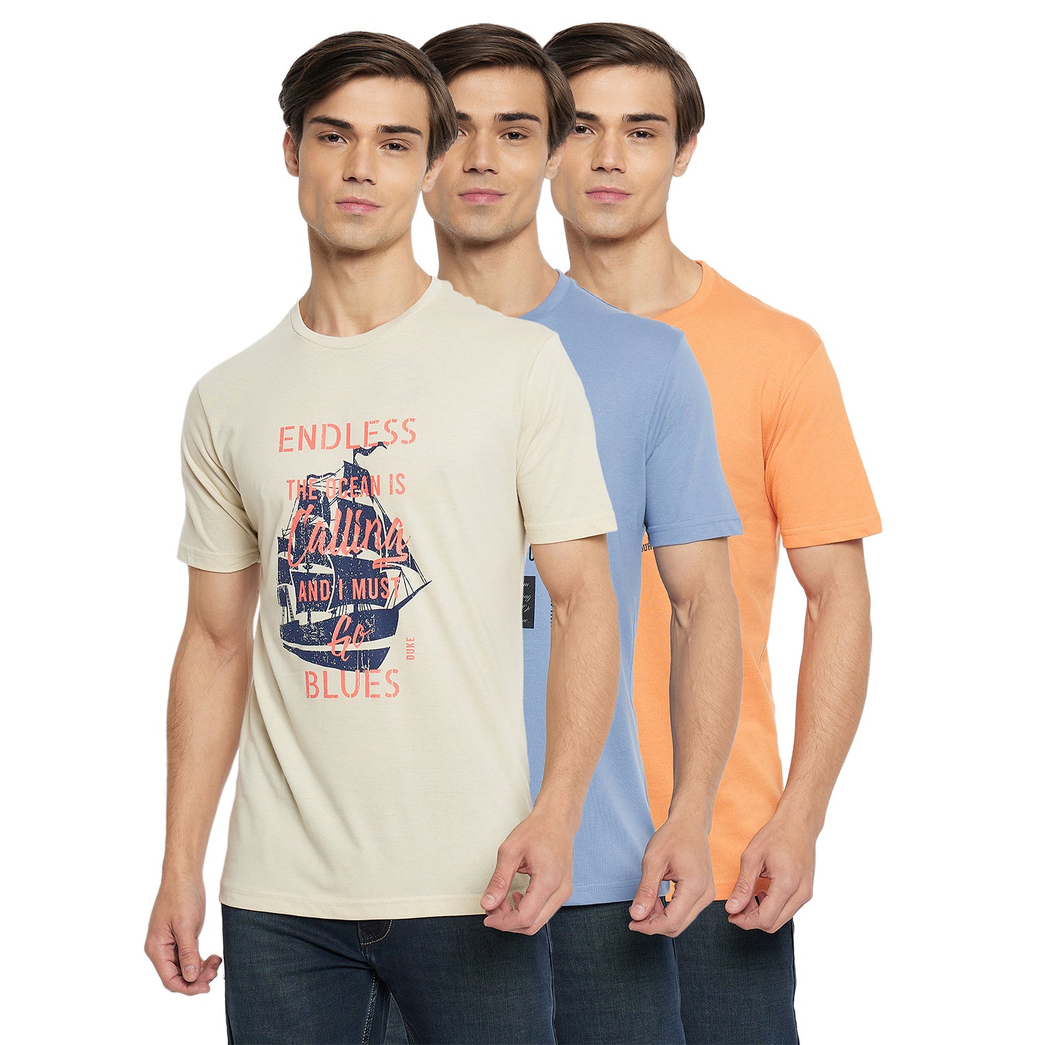 Duke Urban Men Half Sleeve Cotton T-shirt (Pack of 3) (SDVP40)