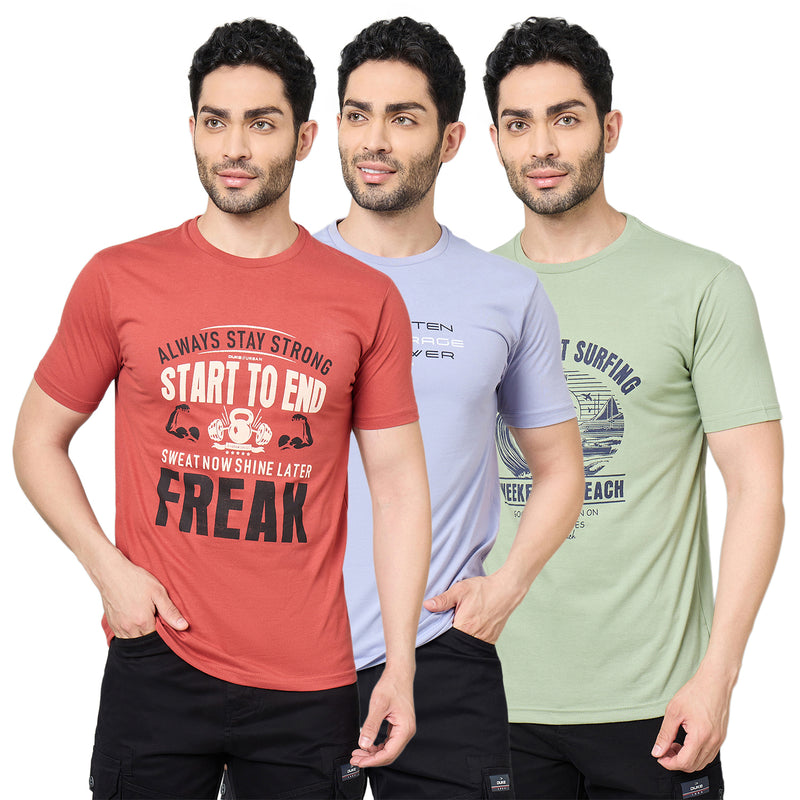 Duke Urban Men Half Sleeve Cotton Tshirt- Pack of 3  (SDVP41)