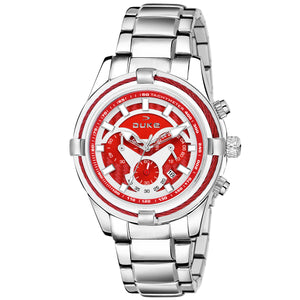 Duke Solid Stainless Steel Strap Chronograph Men’s Watch- Red Dial (DK4001CRM02C)