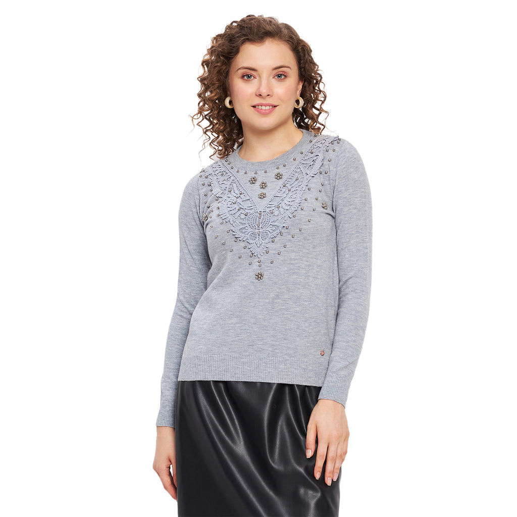 Duke Urban Women Full Sleeve Self Design Pullover (SDS882)