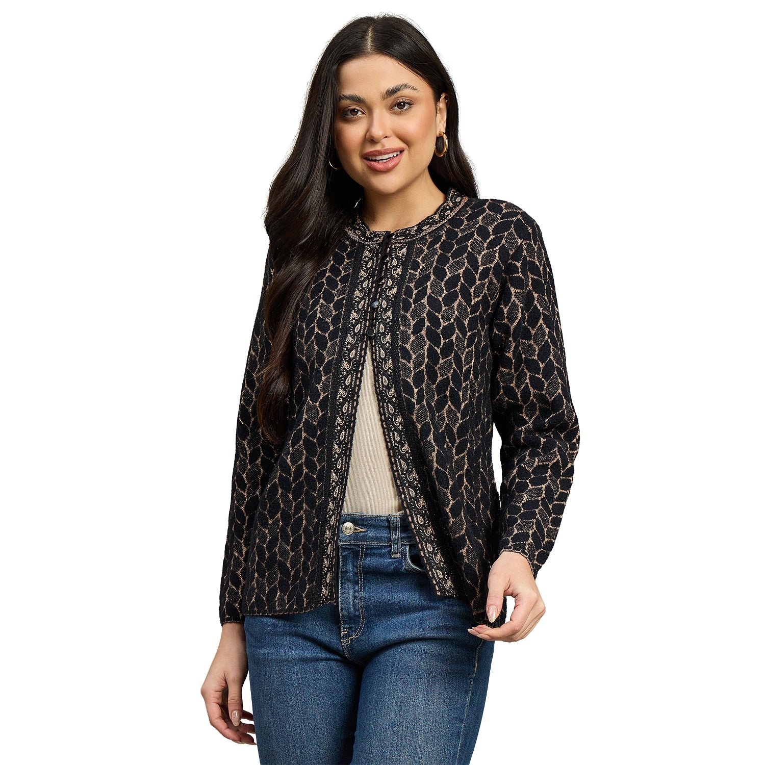 Duke Urban Women Full Sleeve Front Open Regular Fit Sweater (SDS1274)