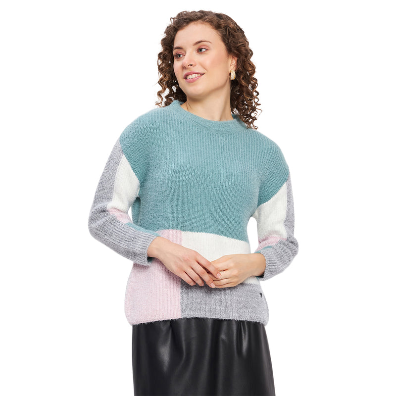 Duke Urban Women Full Sleeve Colorblock Crop Pullover (SDS998)