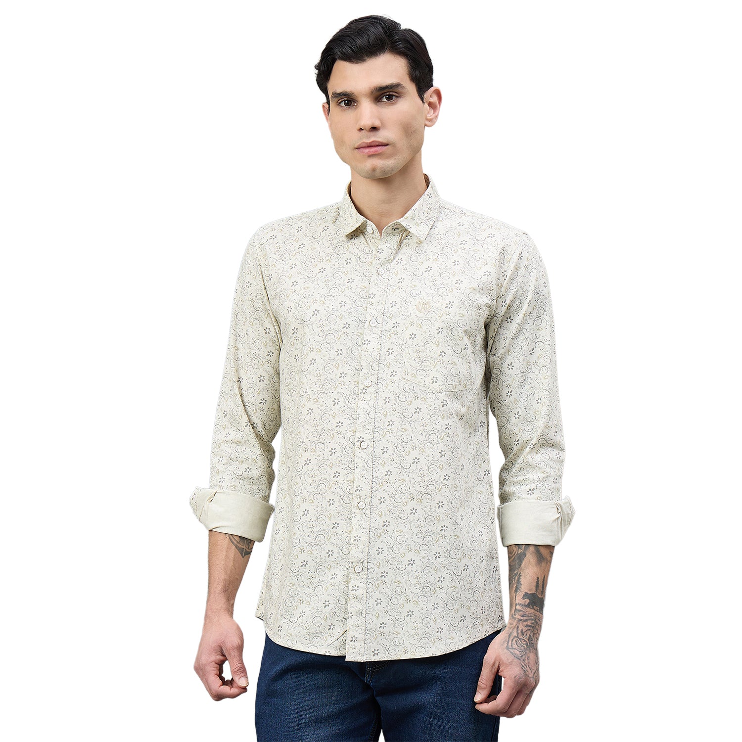 Duke Urban Men Printed Full Sleeve Spread Collar Slim Shirt (SDO6PRII)