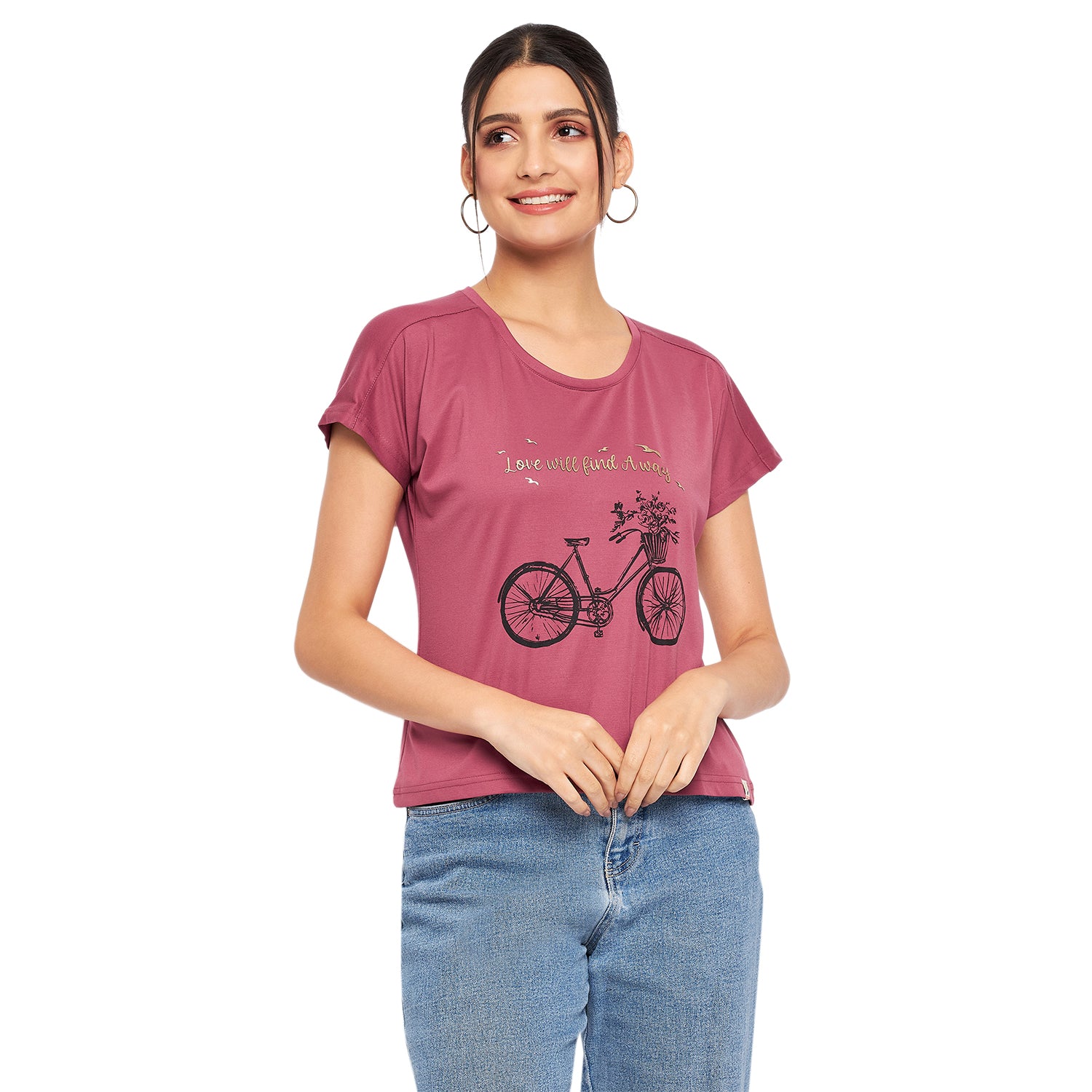 Duke Stardust Women Round Neck Short Sleeve Printed Crop Top (LFX902)