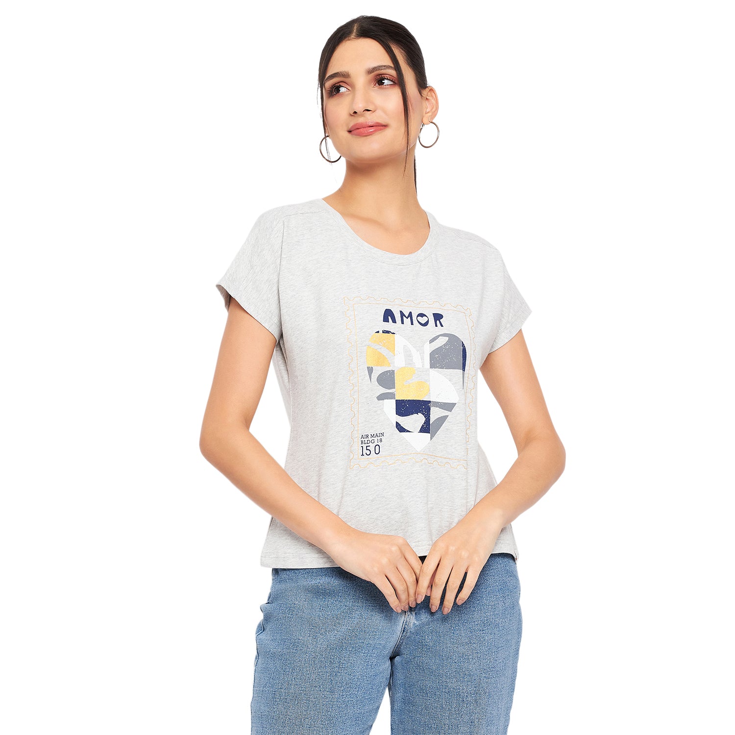 Duke Stardust Women Round Neck Short Sleeve Printed Crop Top (LFX901)