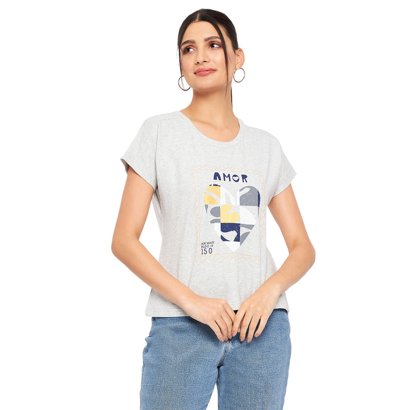 Duke Stardust Women Round Neck Short Sleeve Printed Crop Top (LFX901)