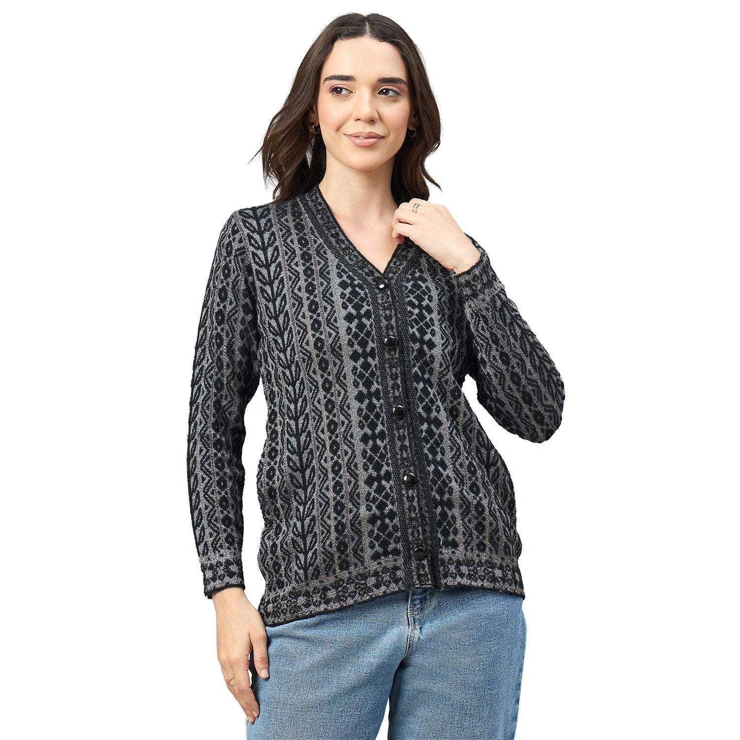 Duke Urban Women Full Sleeve V Neck Regular Sweater (SDS1439)