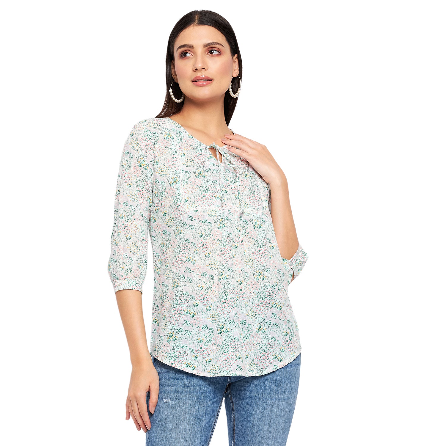 Duke Stardust Women V-Neck 3/4th Sleeve Printed Top (SDX3274)